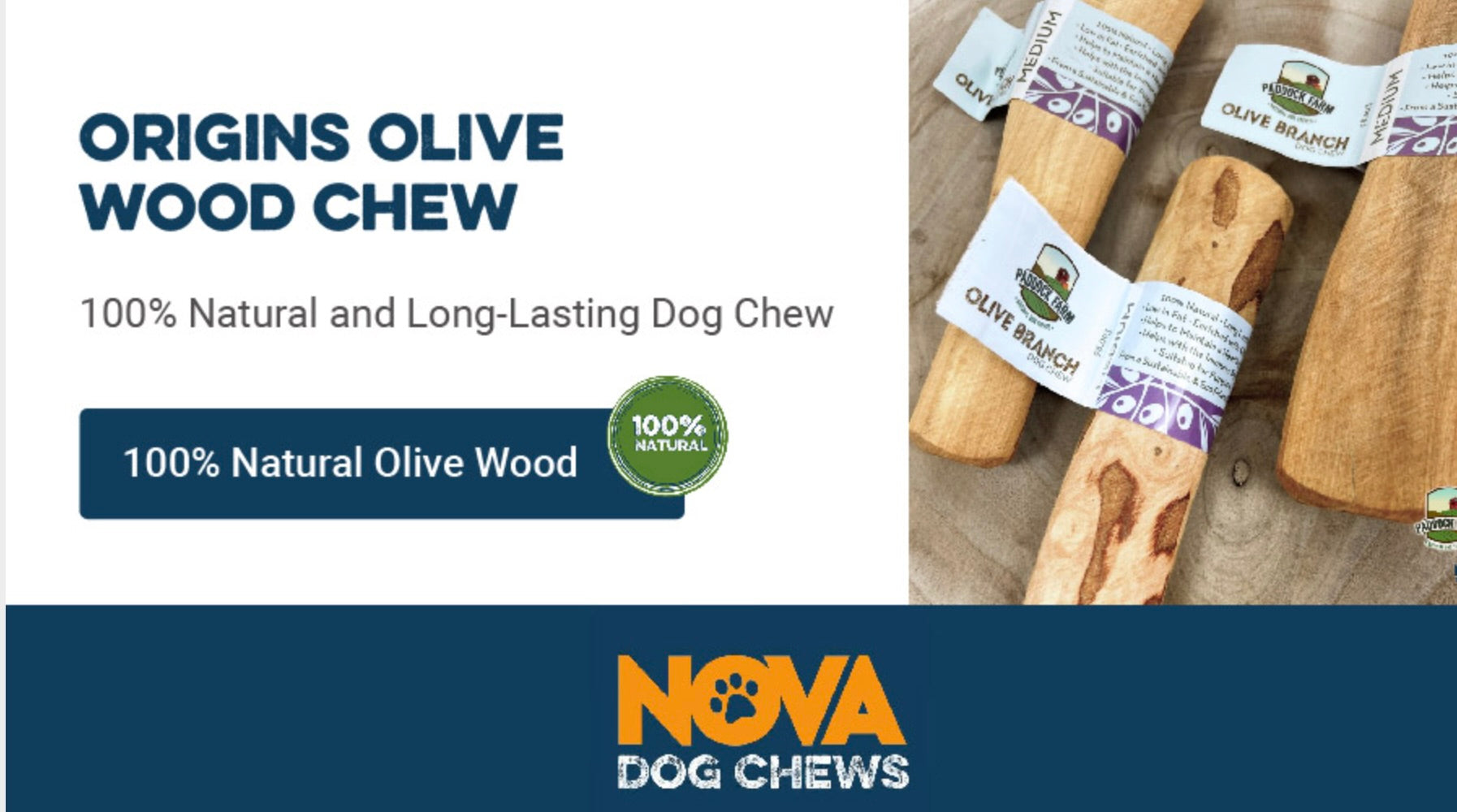 Origins Olive Wood Chew Medium (100g - 220g) *NEW*
